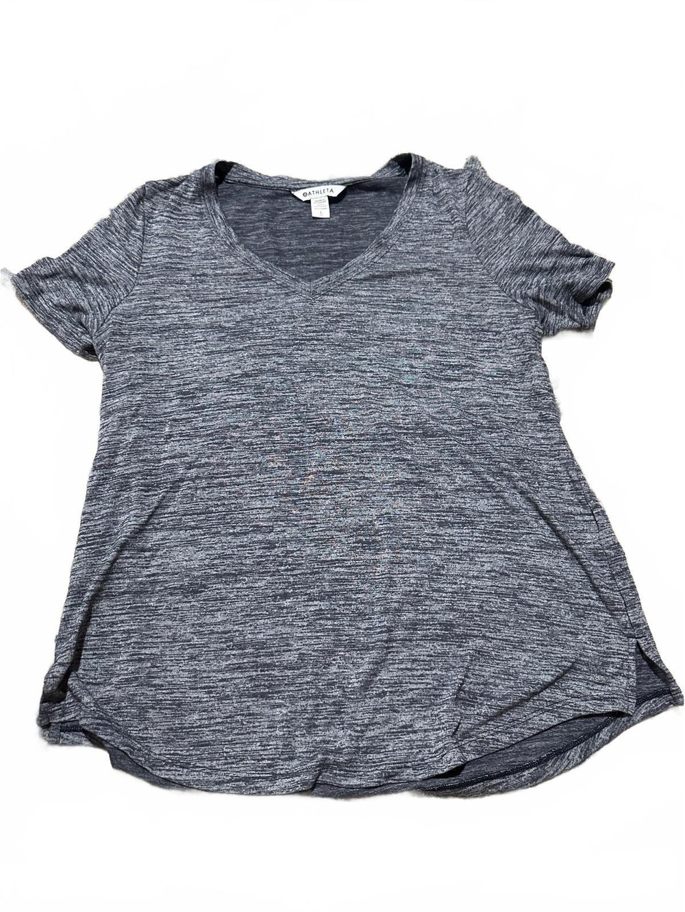 Athleta Women's Large Gray Short Sleeve V-Neck T-Shirt